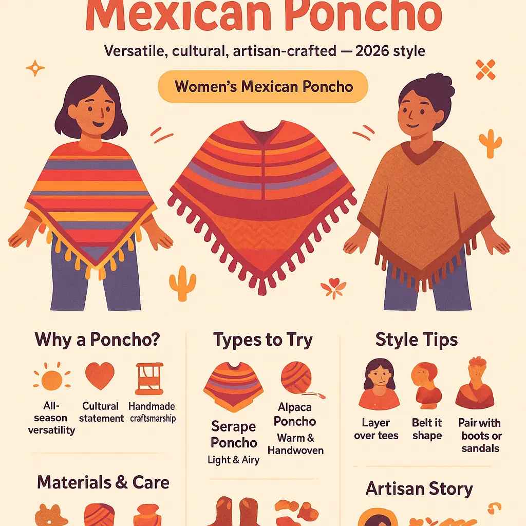 women's mexican poncho - Handmade
