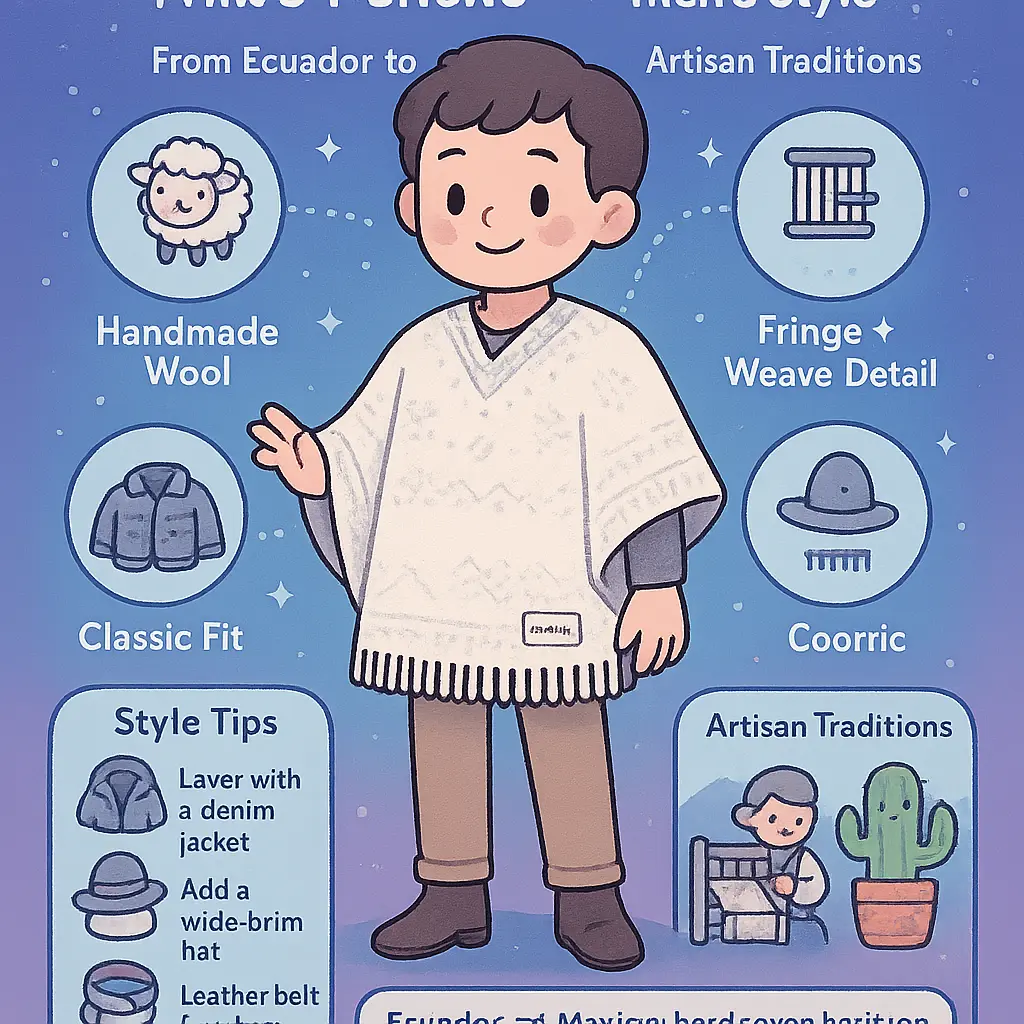 white poncho mens - Handwoven