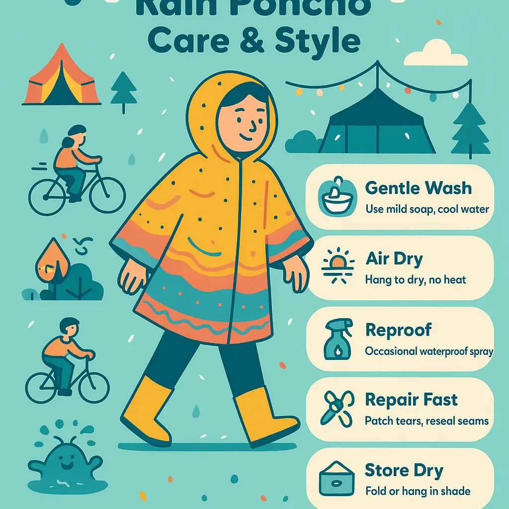 hooded rain poncho - Unisex