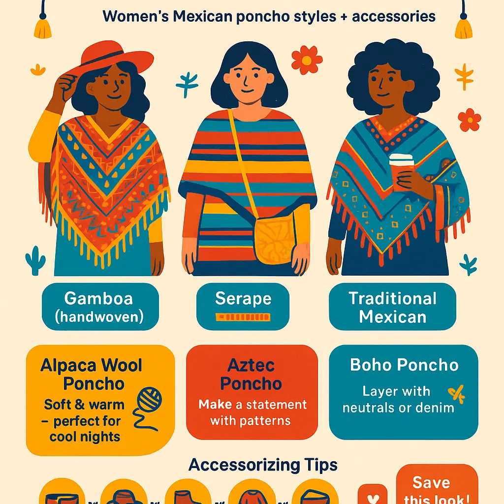 women's mexican poncho - Poncho