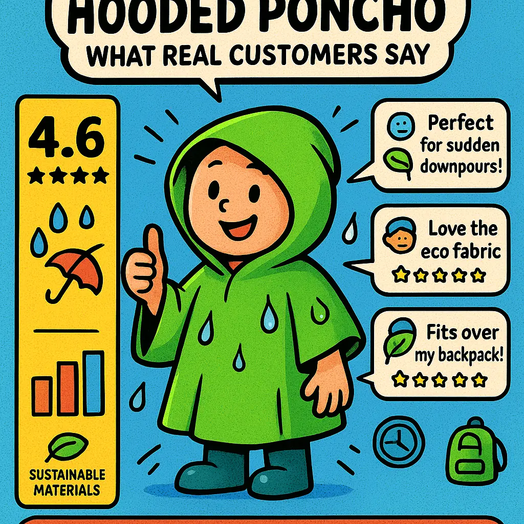 green poncho with hood - Waterproof