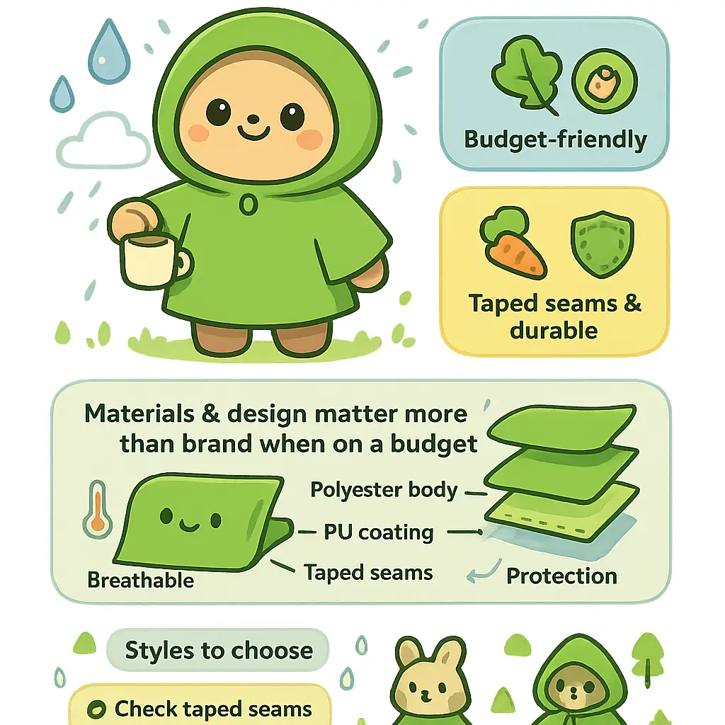 green poncho with hood - Camping