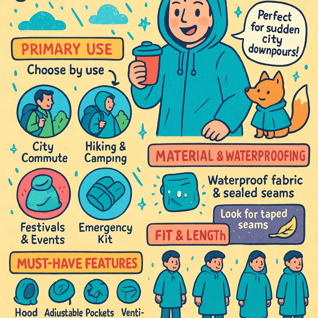 hooded rain poncho - Poncho