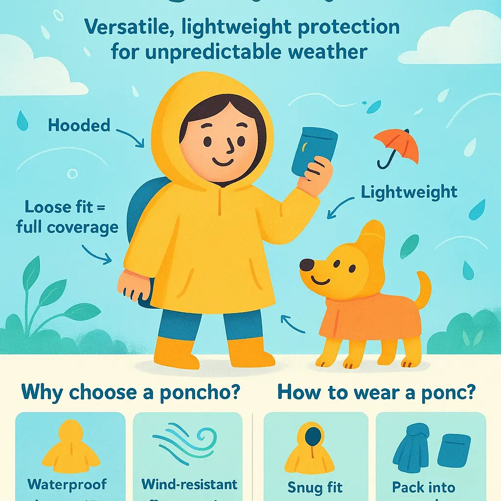 hooded rain poncho - Poncho