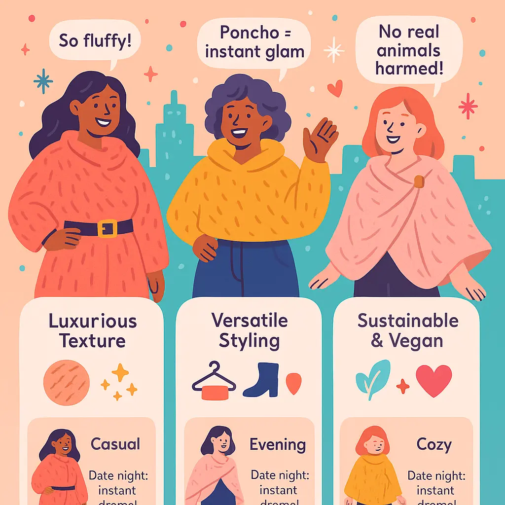 faux fur poncho womens - Wrap