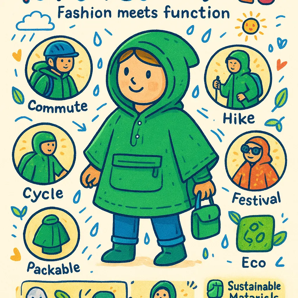green poncho with hood - Jacket