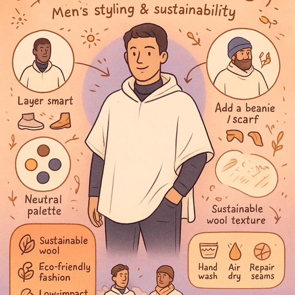 white poncho mens - Hooded