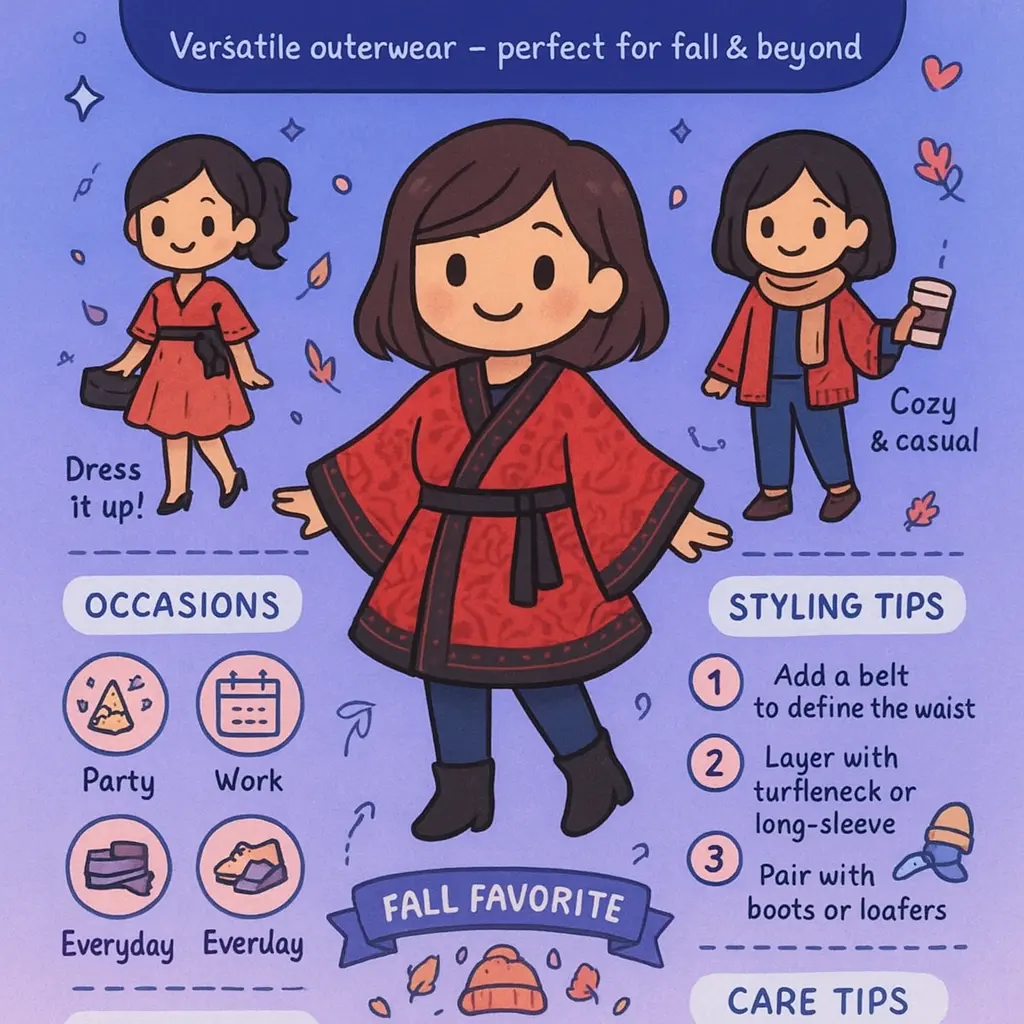 red and black poncho - Kimono