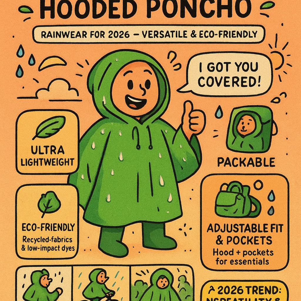 green poncho with hood - Rainwear