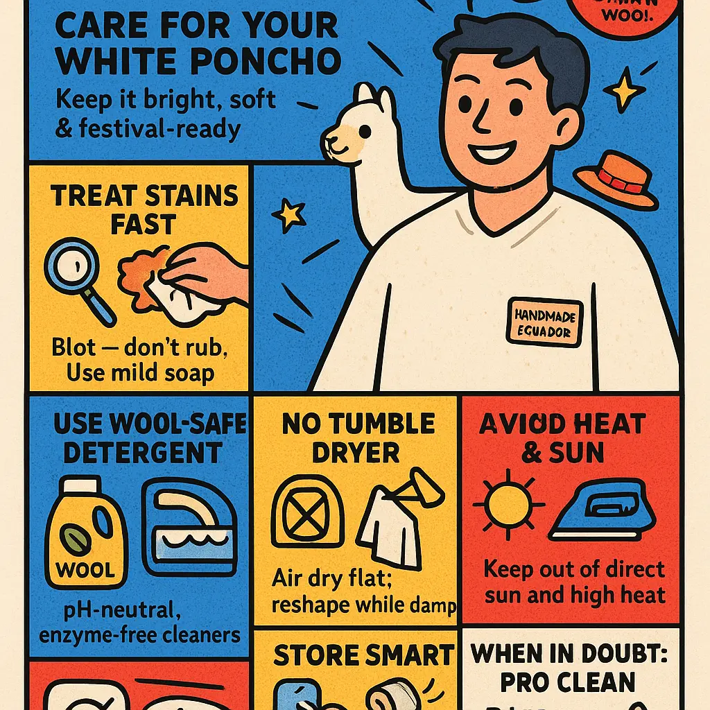 white poncho mens - Llama