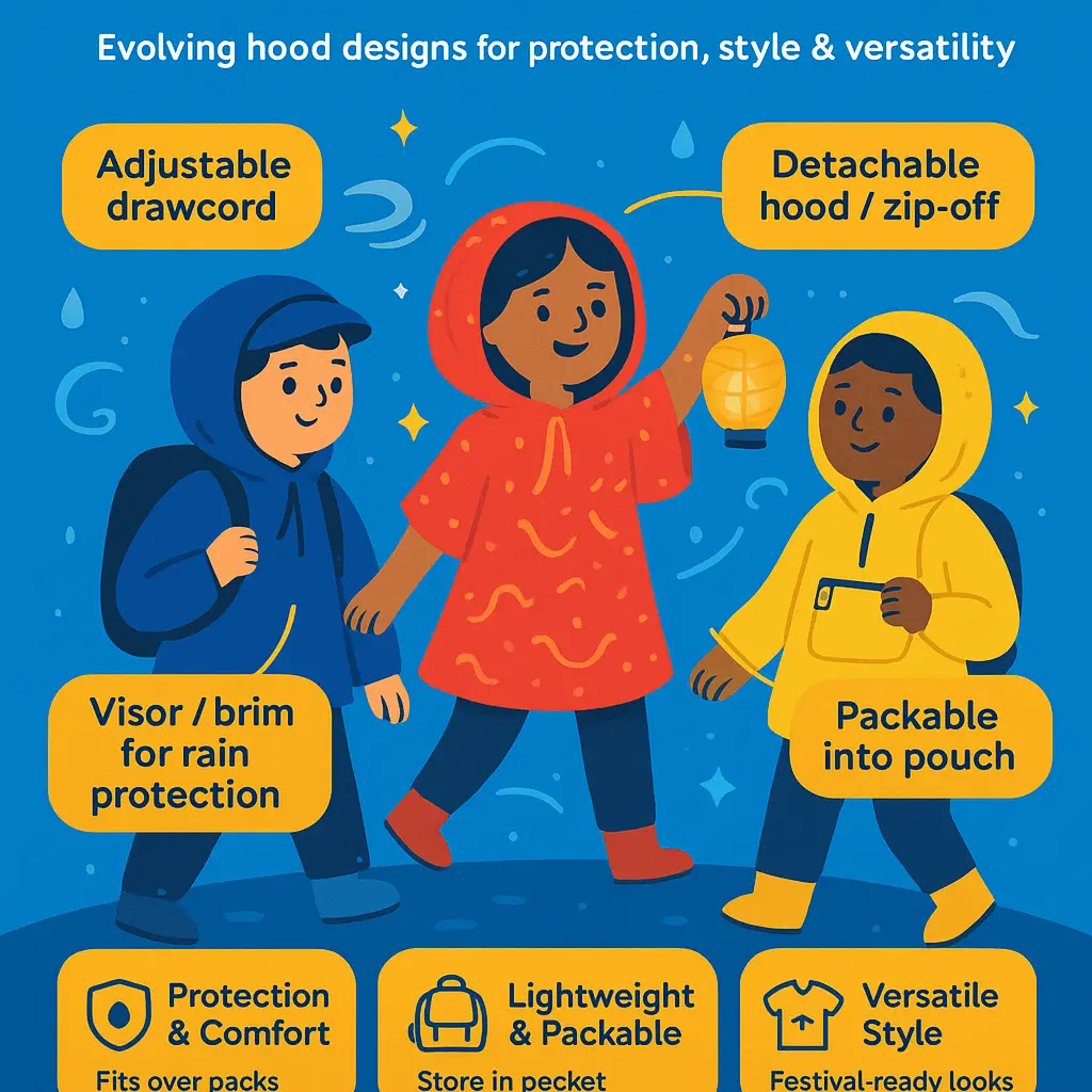 hooded rain poncho - Reusable