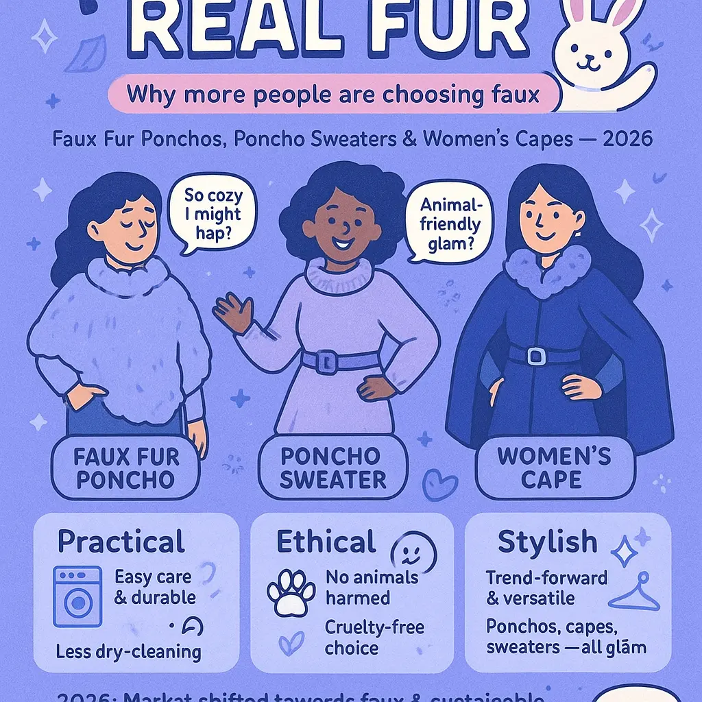 faux fur poncho womens - Women